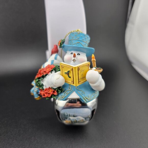 Bradford Exchange Kinkade Snow Bell‎ Ornament Set of 3 NIB - Picture 3 of 9